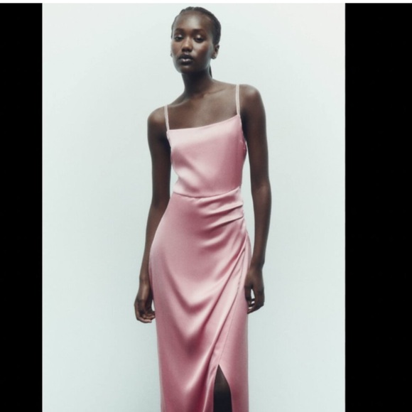 ZARA SATIN EFFECT DRESS WITH SPARKLY STRAPS - Picture 2 of 4